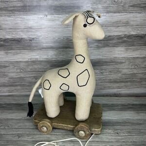 Restoration Hardware Baby Child Chambray‎ Giraffe Pull Toy